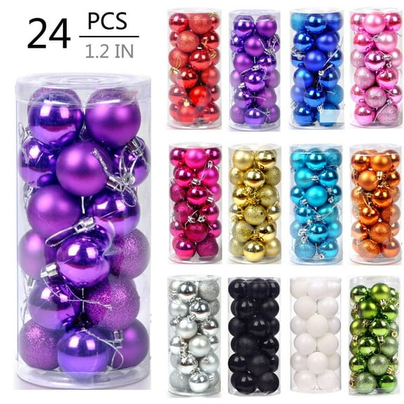 Christmas Gifts on Clearance SUWHWEA 1.18" 24Pcs Christmas Balls Ornaments for Xmas Christmas Tree 10 Style Shatterproof Christmas Decorations Hanging Ball on Clearance