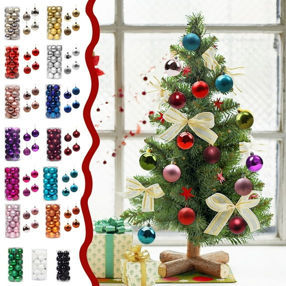 Christmas Gifts on Clearance 1.18" 24Pcs Christmas Balls Ornaments for Xmas Christmas Tree 14 Style Shatterproof Christmas Decorations Hanging Ball on Clearance