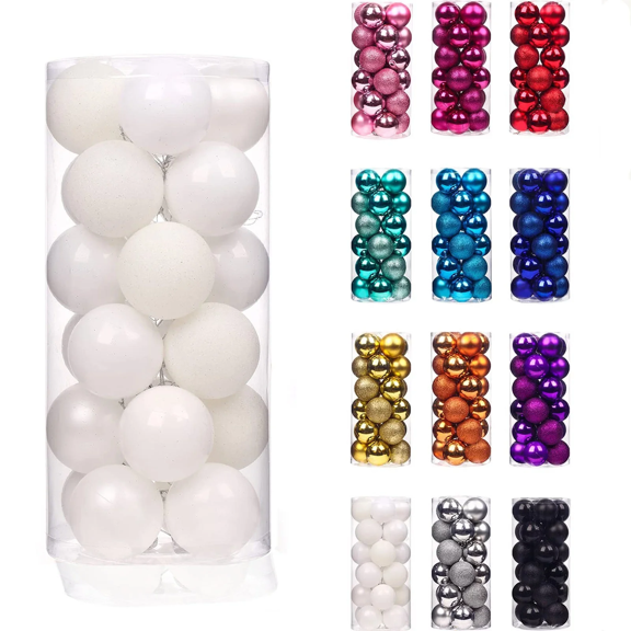 Christmas Gifts on Clearance 1.18" 24Pcs Christmas Balls Ornaments for Xmas Christmas Tree 14 Style Shatterproof Christmas Decorations Hanging Ball on Clearance