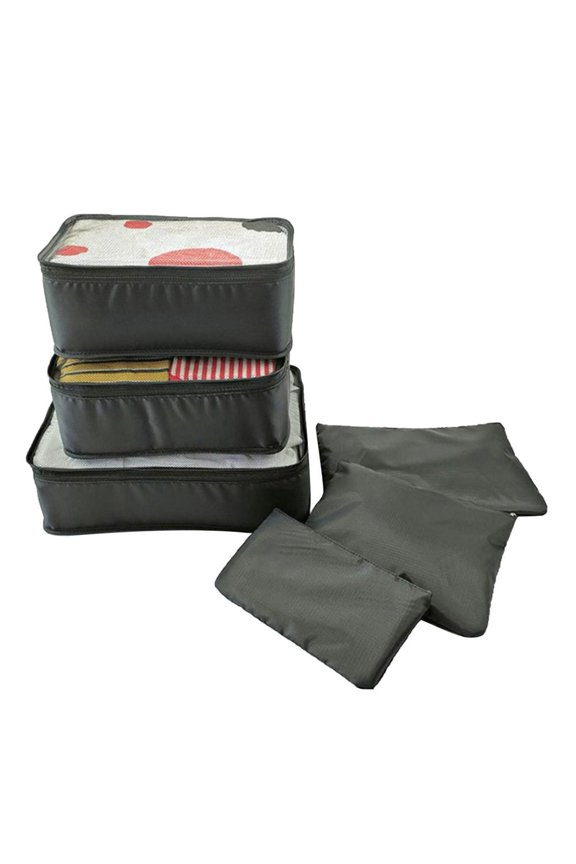 Christmas Gifts Kezqiaxn 6 Set Packing Cubes for Travel Portable Storage Box, Clothing, Travel Set, Luggage Bin, Gift Clothing Travel Storage Bag Black
