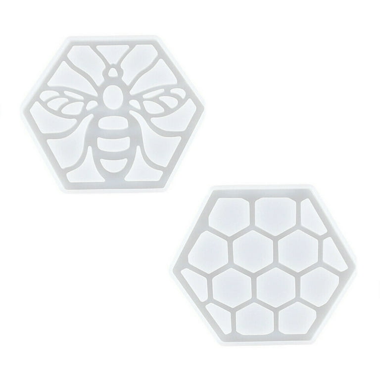 Christmas Gifts Clearance! SHENGXINY 2pcs Resin Molds Bee Resin Molds  Hexagon Silicone Honeycomb Molds for Epoxy Casting Crystal Agate Tray Resin