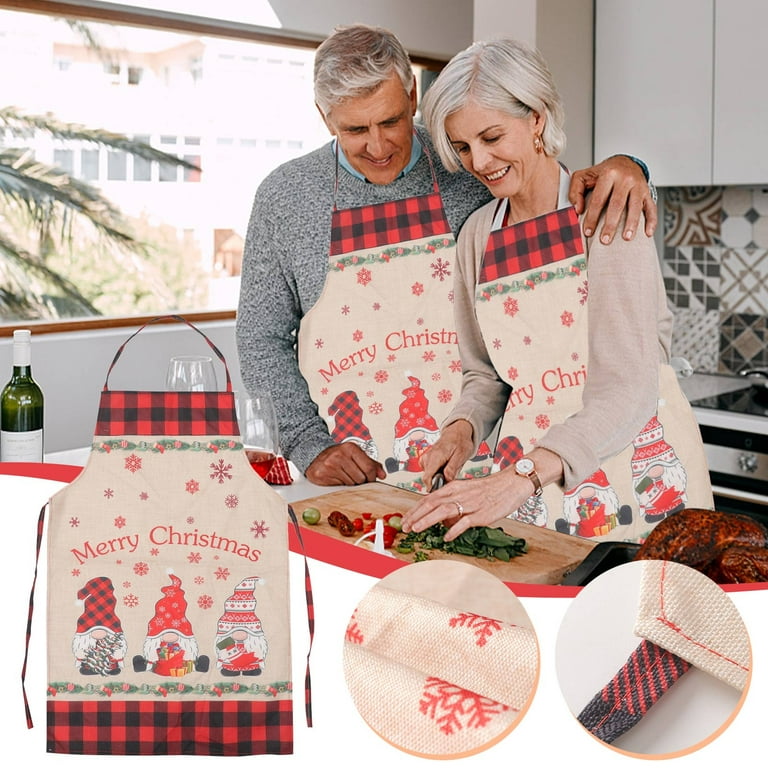 Christmas Gifts Clearance! Shengxiny Christmas Apron for Adults Clearance Christmas Decoration Rudolph Elderly Plaid Apron Kitchen Home Apron
