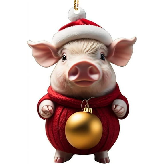 Christmas Gifts Clearance! SHENGXINY Christmas Tree Decoration Pig Clearance Christmas Pendant Acrylic Pig Flat Car Pendant Christmas Tree Ornaments Red