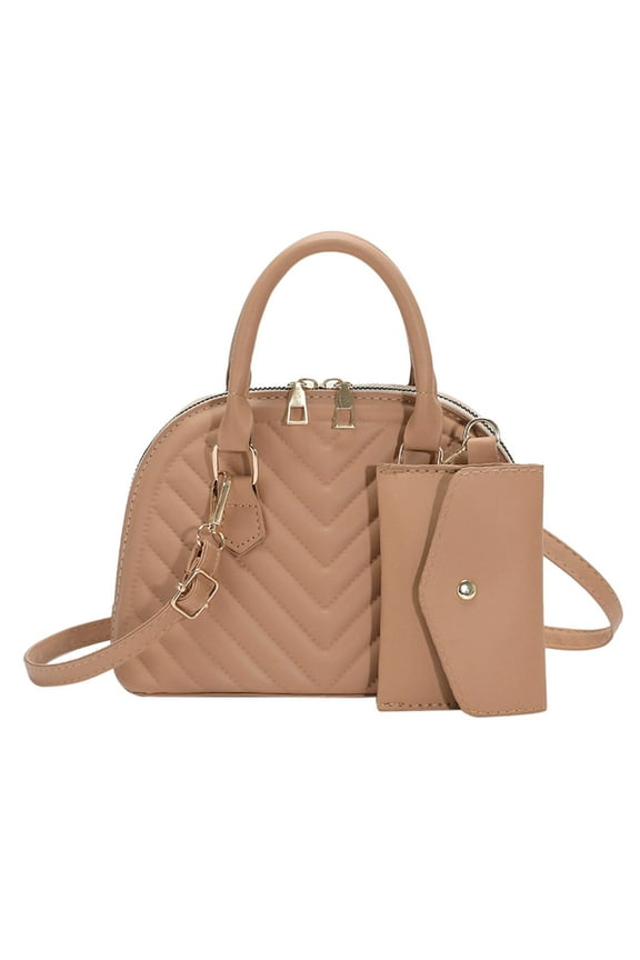 Christmas Gifts Clearance! SHENGXINY Crossbody Bag Clearance Ladies Fashion Color Leather Versatile Handbag Double Zipper Messenger Bag Khaki