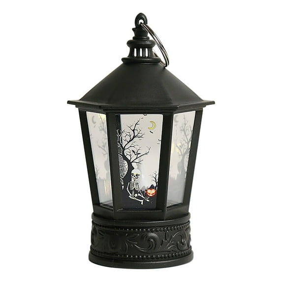 Christmas Gifts Clearance! SHENGXINY Halloween Lights Clearance Halloween LED Candle Lights Battery Operated Hanging Retro Lantern Ornaments Porch Party Halloween Decoration Black