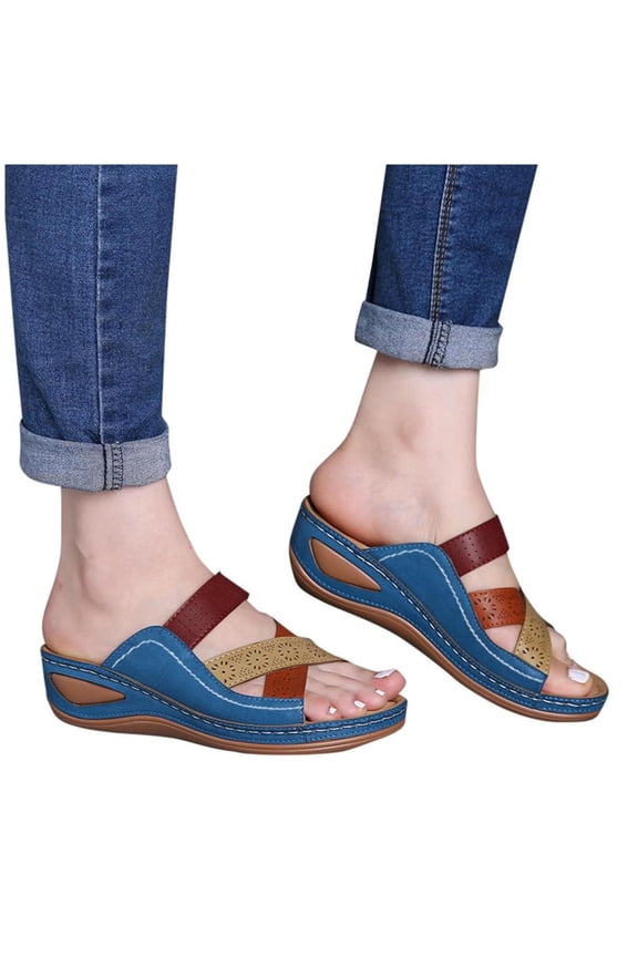 Christmas Gifts Clearance! SHENGXINY Low Heels Women Summer Open Toe Comfy Sandal Premium Orthopedic Walking Sandals Drop Shipping Toe Corrector Cusion Beach Shoes