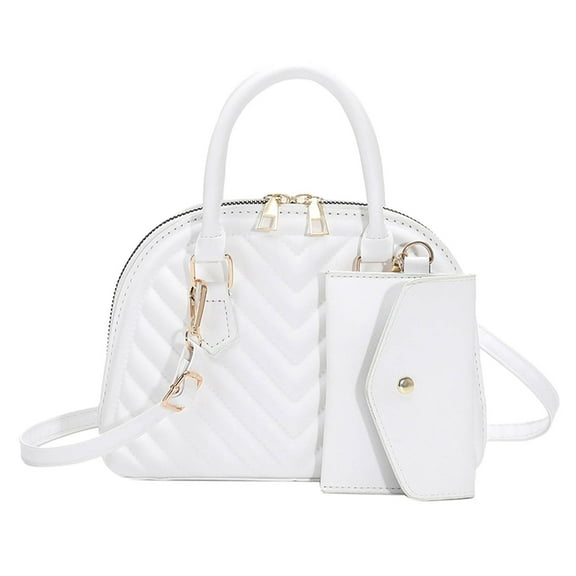 Christmas Gifts Clearance! SHENGXINY Messenger Bag Clearance Ladies Fashion Color Leather Versatile Handbag Double Zipper Messenger Bag White