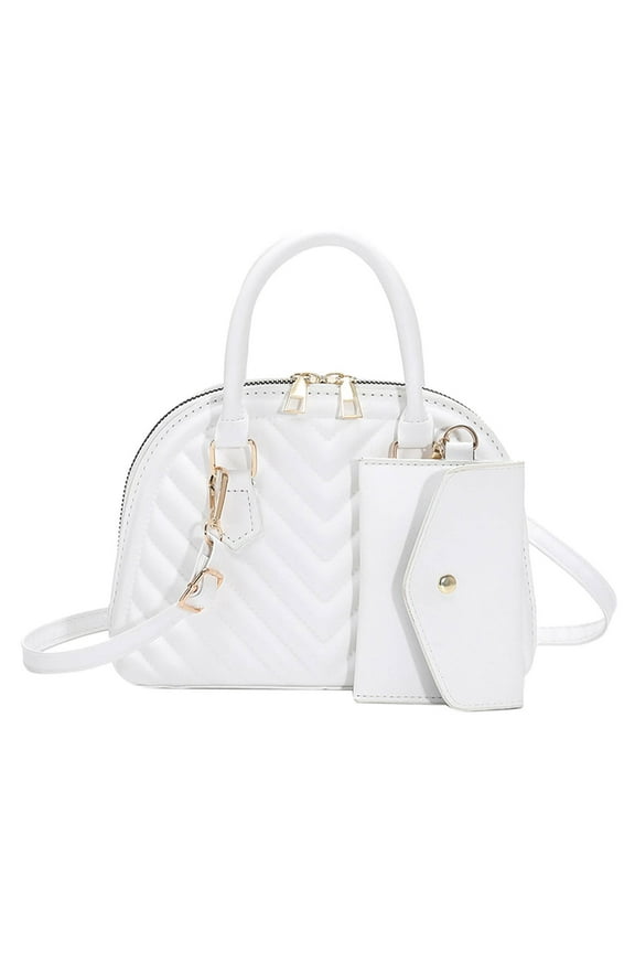 Christmas Gifts Clearance! SHENGXINY Messenger Bag Clearance Ladies Fashion Color Leather Versatile Handbag Double Zipper Messenger Bag White