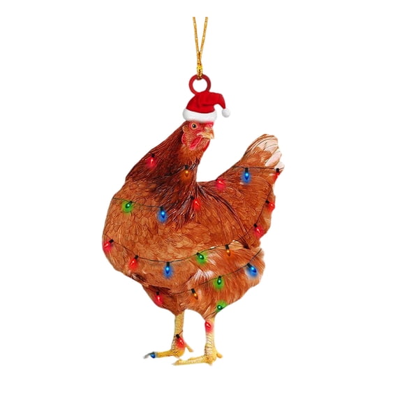 Christmas Gifts Clearance! SHENGXINY New Christmas Tree Chicken Ornaments Clearance 2023 Christmas Chicken Pendant, Acrylic Material Rooster Pendant, Christmas Tree Decoration Flat Pendant Multicolor