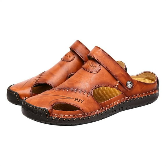 Christmas Gifts Clearance! SHENGXINY Summer Sandals Men Leather Classic Roman Sandals 2022 Slipper Outdoor Sneaker Beach Rubber Flip Flops Men Water Trekking Sandals
