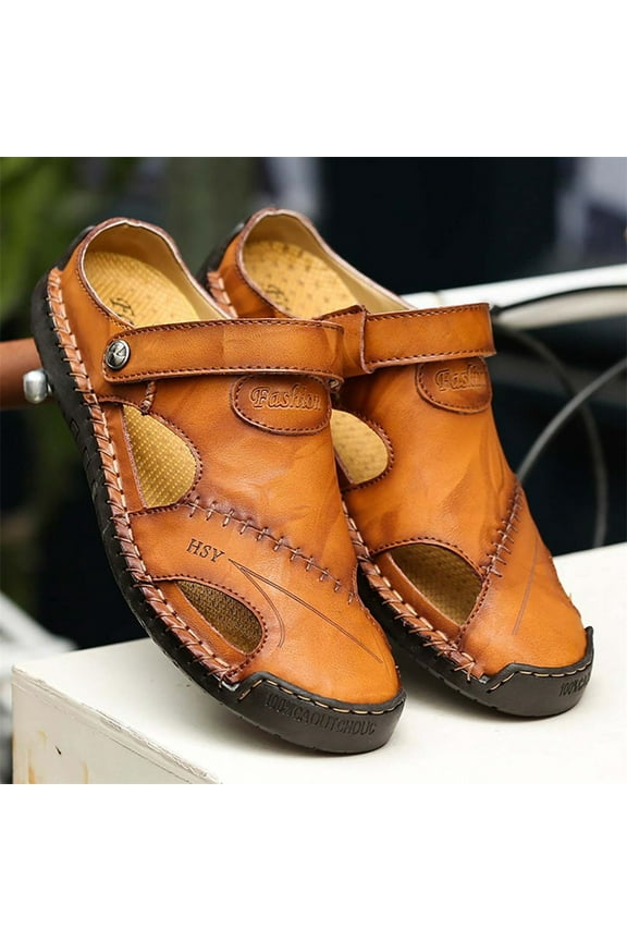 Christmas Gifts SHENGXINY Summer Sandals Men Leather Classic Roman Sandals 2025 Slipper Outdoor Sneaker Beach Rubber Flip Flops Men Water Trekking Sandals