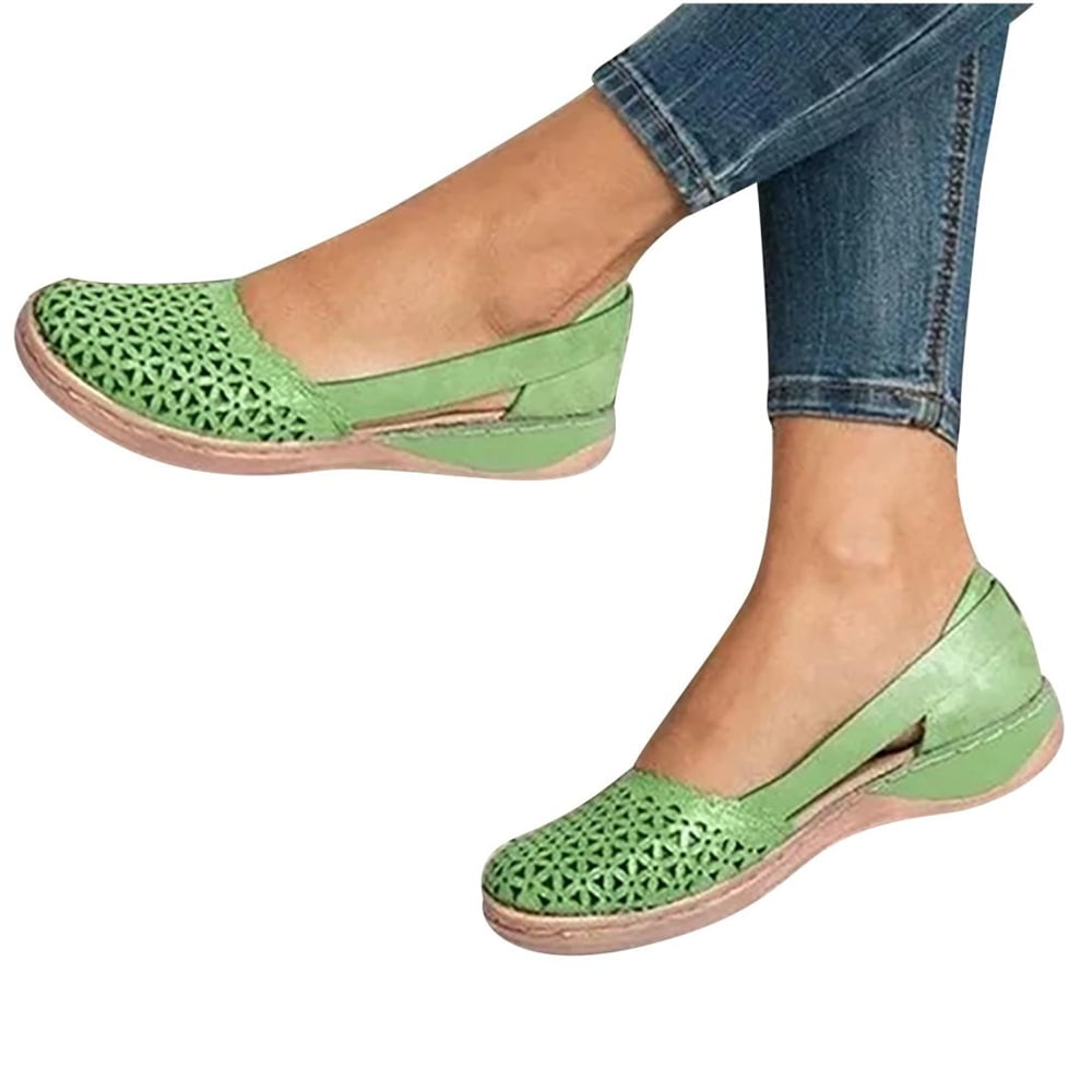 Casual Women's White Green Genuine Leather Slip-on Flats Moccasins Loafers