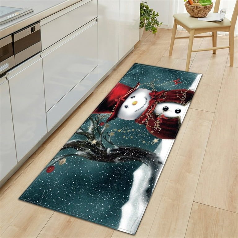 Christmas Gifts for Days,GATXVG 15.7*47.2in Christmas Santa Snowmen Rug  Runner for Indoor Kitchen, Christmas Winter Home Decorations,Living Room  Porch