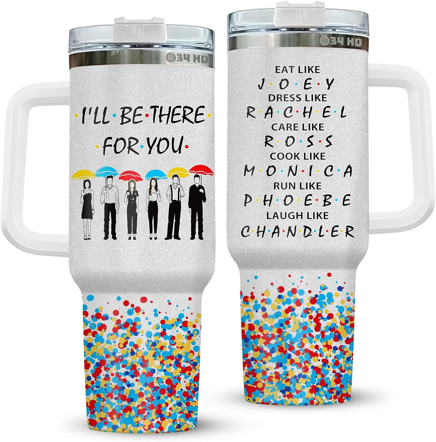 Christmas Gifts for Friends, Friend Tumbler with Handle Straw 40 oz Stainless Steel, Best Friend Cup, Friends Coffee Mug, Birthday Gifts for Women Men
