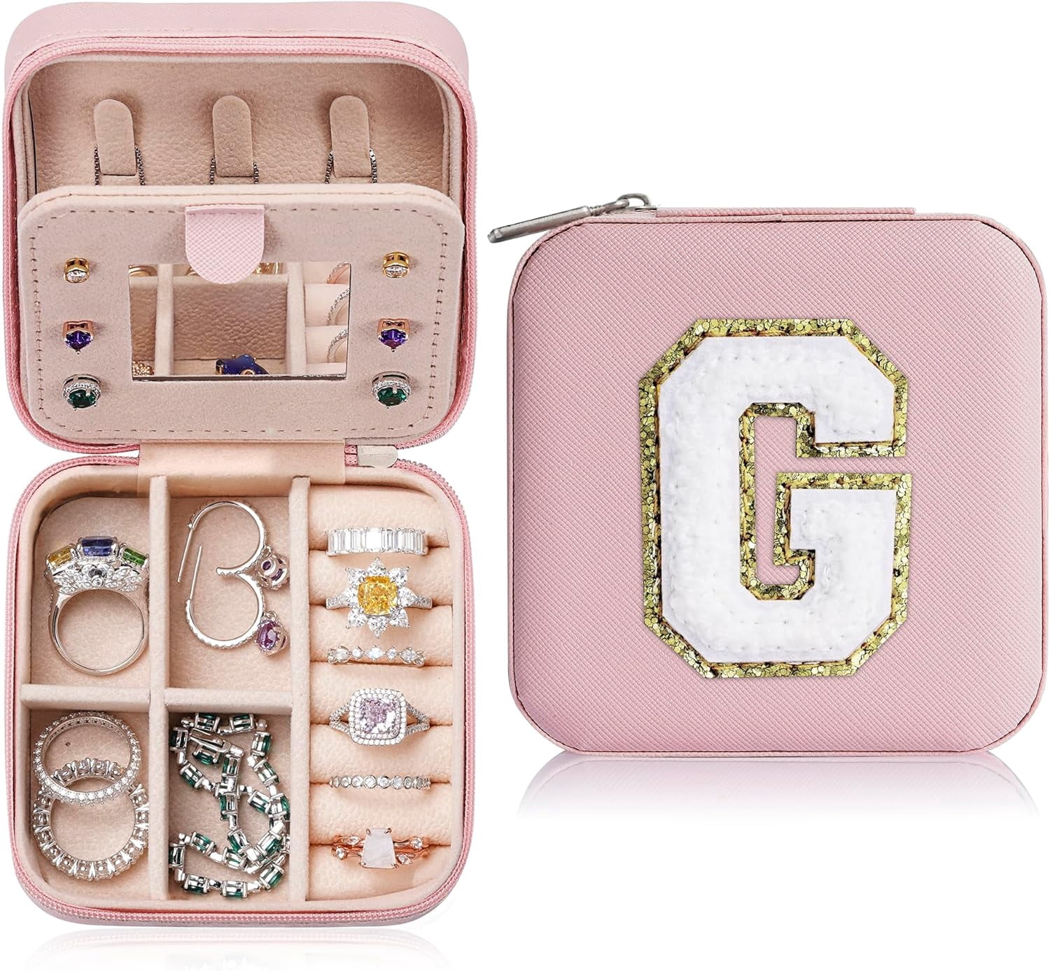 Christmas Gifts For Girls - Jewelry Box For Girls Fashion, Travel Jewelry Case Jewelry Organizer Box For Teen Girls Gifts | Birthday Gifts Christmas Gifts For Girls - Letter G, Pink[Z1]