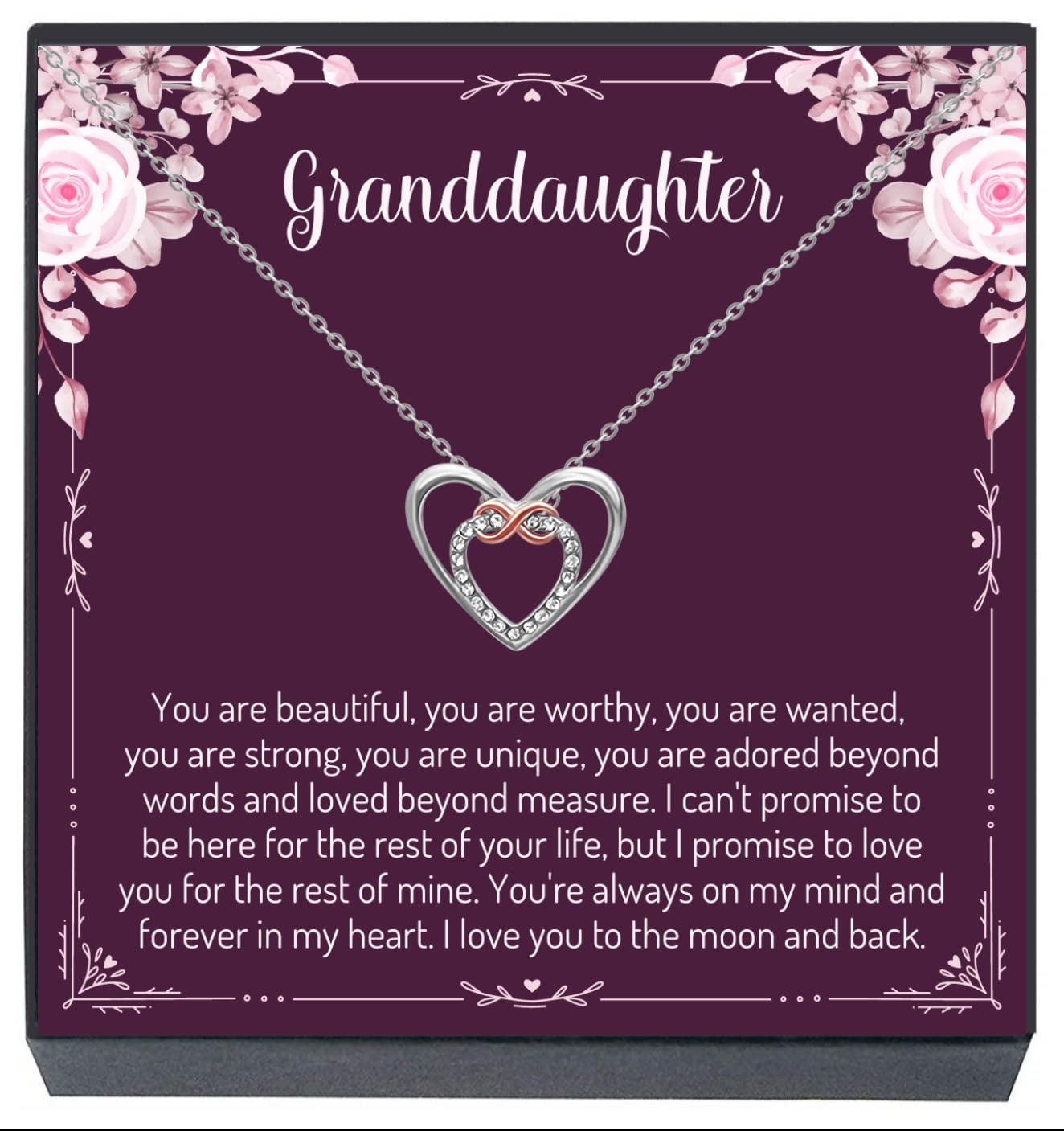 SHERIDANSTAR Christmas Gifts for Granddaughters, Gifts from Grandma, Grandpa, Grandparents Heart Pendant Necklace Gift, Granddaughter Jewelry for Birthday Present Xmas