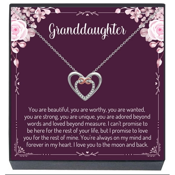 Christmas Gifts for Granddaughters, Gifts from Grandma, Grandpa, Grandparents Heart Pendant Necklace Gift, Granddaughter Jewelry for Birthday Present Xmas