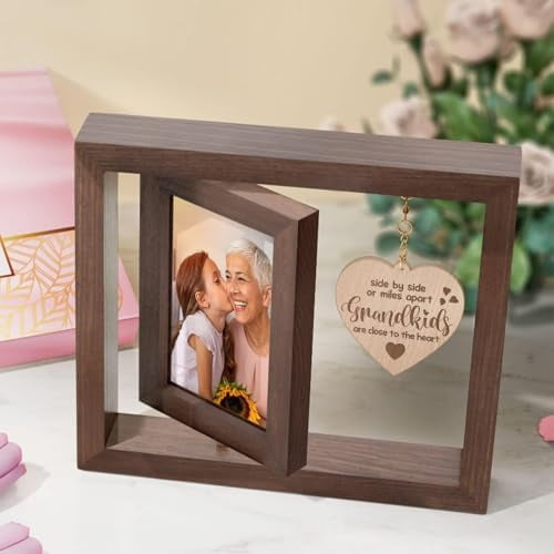 Christmas Gifts for Grandma from Granddaughter Grandson Grandkid, Nana Gifts Rotating Grandma Picture Frame for 4x6 Photo Grandmother Nana Birthday Gift Tabletop Desk Display for Granny Gigi