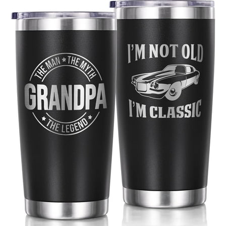Christmas Gifts for Grandpa, 20 OZ Tumblers Grandpa Gift for Grandfather, Men from Granddaughter, Grandson, Grandkids, Best Grandpa Ever Insulated Cups Funny Boxed Birthday Xmas Gifts