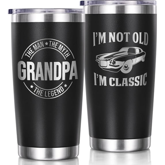 Christmas Gifts for Grandpa, 20 OZ Tumblers Grandpa Gift for Grandfather, Men from Granddaughter, Grandson, Grandkids, Best Grandpa Ever Insulated Cups Funny Boxed Birthday Xmas Gifts