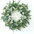 🏡 Christmas Gifts Green Eucalyptus Leaf Wreath, 22 Inch Artificial ...