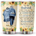 thumbnail image 1 of Christmas Gifts For Husband , To My Husband Tumbler , Birthday Gifts For Him From Wife, Old Couple Sunflower 20oz Double Wall Travel Coffee Mug, Anniversary Wedding Gifts, 1 of 6