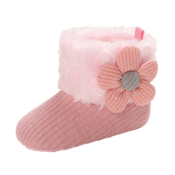 Christmas Gifts Juebong Toddler Shoes Baby Girls Cute Flowers Boots Baby Soft Cotton Shoes Warm Shoes,Pink,13-3(21)