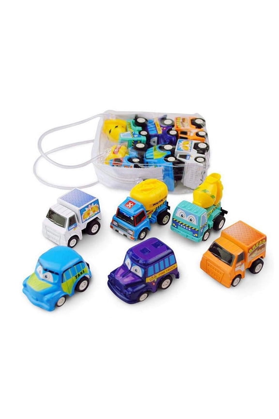 Christmas Gifts for Kids Toys 6 Pcs Pull Back Cars Set Toys for 1 2 3 Year Toddlers, Baby Car Toys for 6-12-18 Months, Construction Vehicle Mini Car Set, Baby Toys for 1 2 Year Old Boy