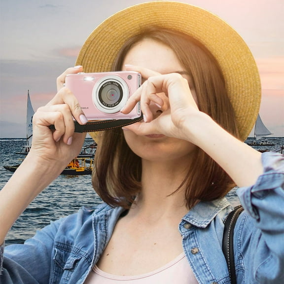 Christmas Gifts Liweisiy 4K High Definition Digital Macro Camera 2.88 Inches, 58 Millionpixels, 16X Digital, Entry- Campus Ccd Affordable Portable Card Machine For Students D2050 Pink