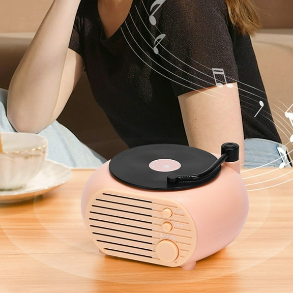 Christmas Gifts Liweisiy 5W Bluetooth 5.3 Vinyl Record Player Bluetooth Speaker Usb Charging Mini Portable Wireless Speaker Wonderful Speaker Gifts Family Gatherings Outdoor D897 Pink 14.9*12.2*9.5Cm
