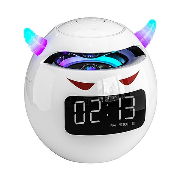 Christmas Gifts Liweisiy Bluetooth Speaker Desktop Audio Bedside Alarm Clock Subwoofer Mini Speaker D2453 White