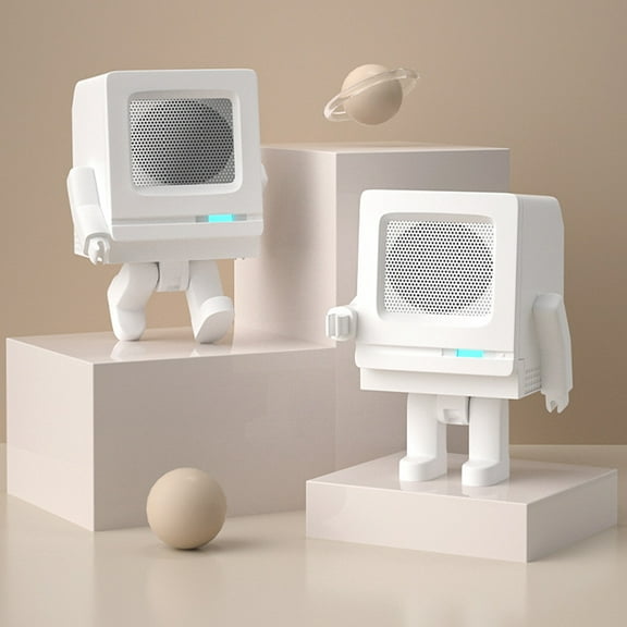Christmas Gifts Liweisiy Novelty And Cute Bluetooth Small Speaker Robot Usb Charging Audio Wireless Subwoofer D1435 White