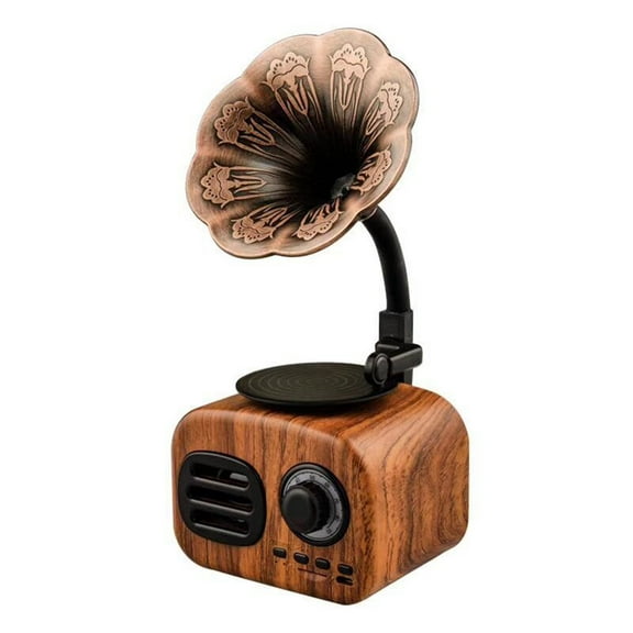 Christmas Gifts Liweisiy Retro Bluetooth Gramophone Speaker Portable Mini Retro Wireless Speaker-Sound D2822 Coffee