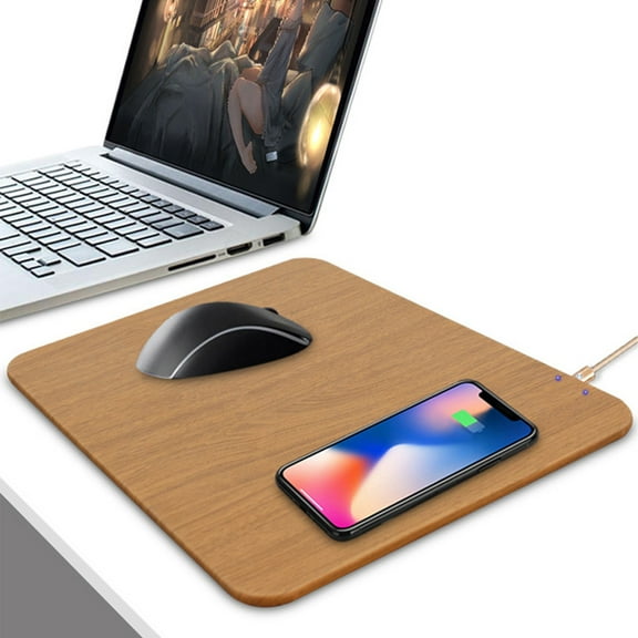 Christmas Gifts Liweisiy Wireless Charging Mouse Pad Mobile Phone Wireless Charger Wood Grain Model D535 Brown