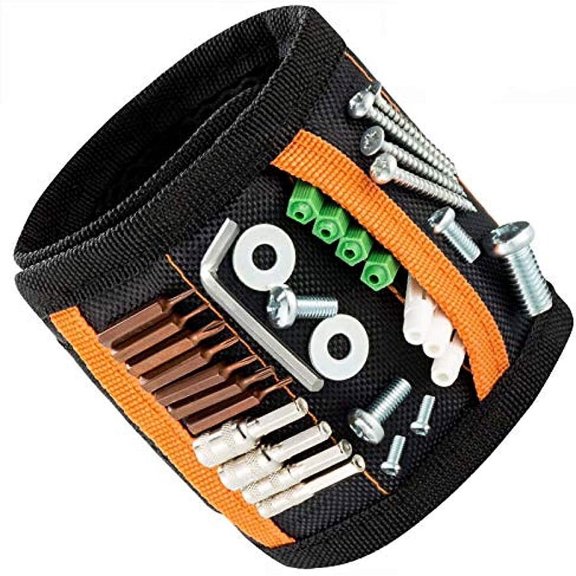 Christmas Gifts,Magnetic Wristband Gifts for Dad - Magnetic Tool Wristband with 10 Powerful Magnets, Magnetic Wristband for Holding Nails Screws Drill,Fathers Day Gifts from Wife (Black)
