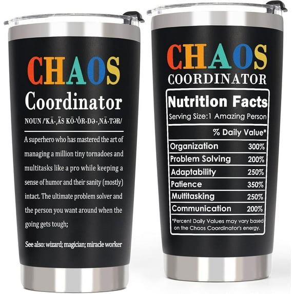 Christmas Gifts for Men Chaos Coordinator Tumbler for Bosses Coworker - Funny Appreciation Thank You Birthday Gifts for Men Employee Principal, Cool Work Office Gifts for Coworkers Boss