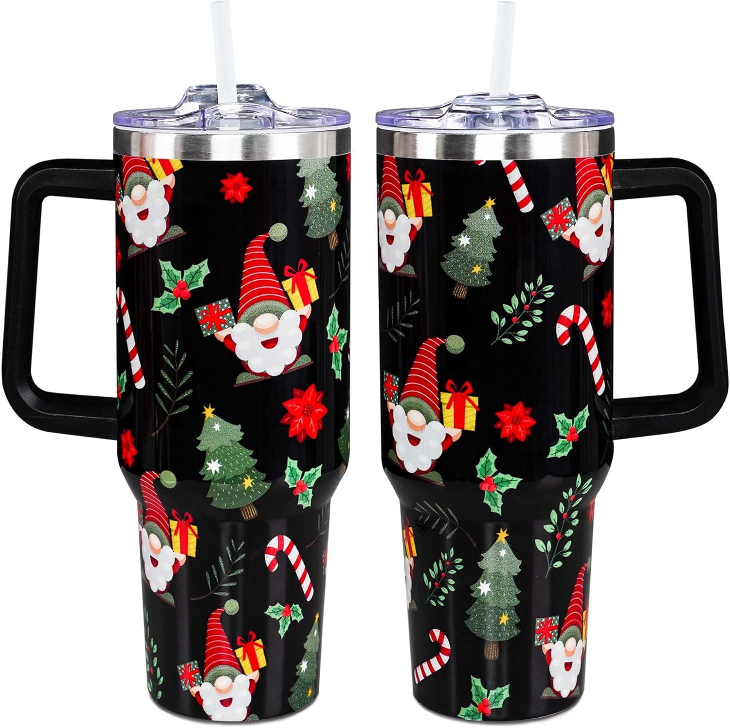 Christmas Gifts for Mom, 40 OZ Christmas Tumbler with Handle and Straws, Merry Christmas Insulated Tumbler Cup, Xmas Gifts for Men, Women, Family, Grandma, Aunt, Nurse, Teacher, Coworker