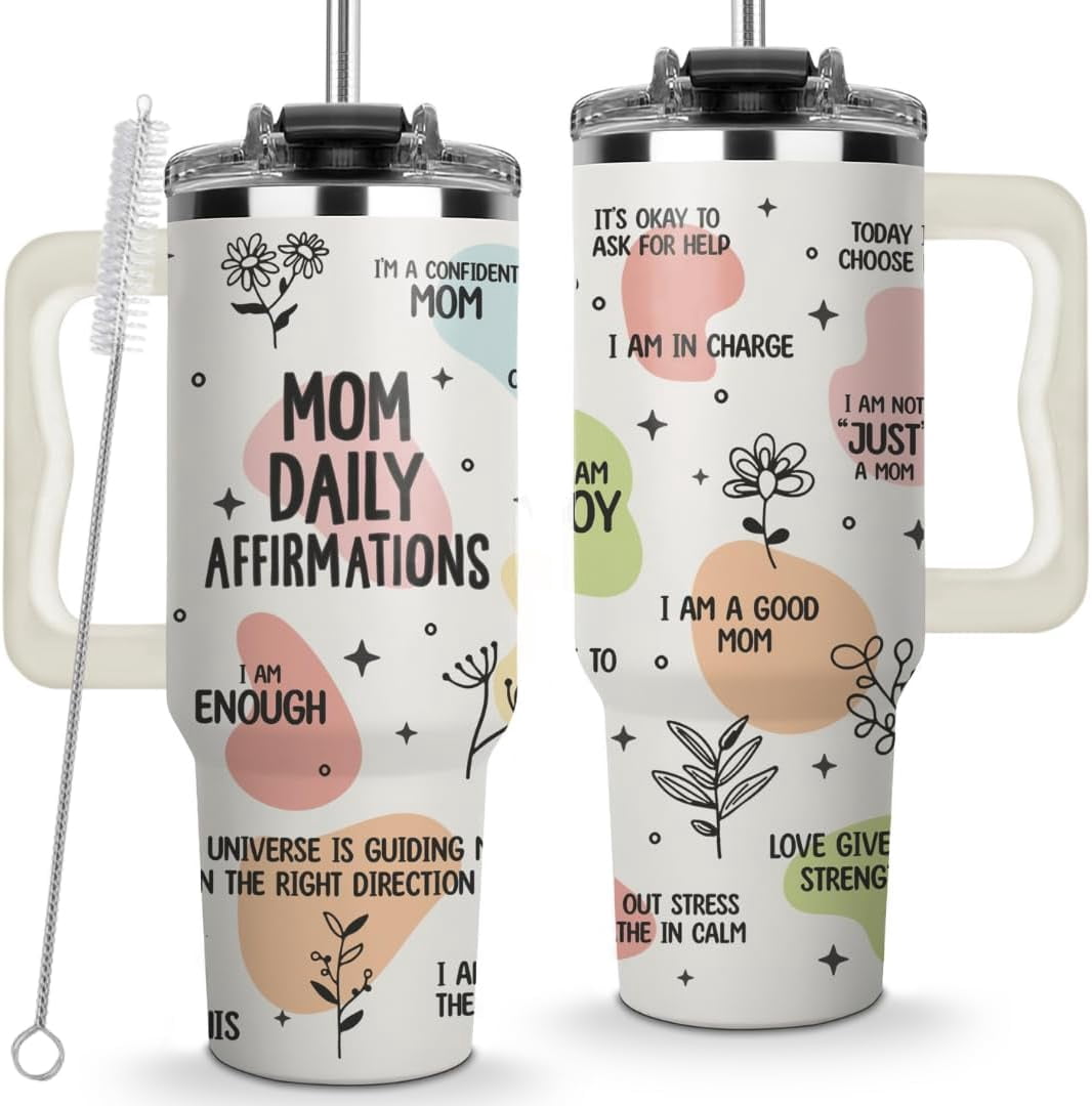 Christmas Gifts For Mom - Mom Daily Affirmations Tumbler 40Oz – Gifts for Mom''s Birthday, Mother''s Day, Momma Gifts from Daughters, Sons, Kids, Inspirational Mama Mug, Mommy Cup