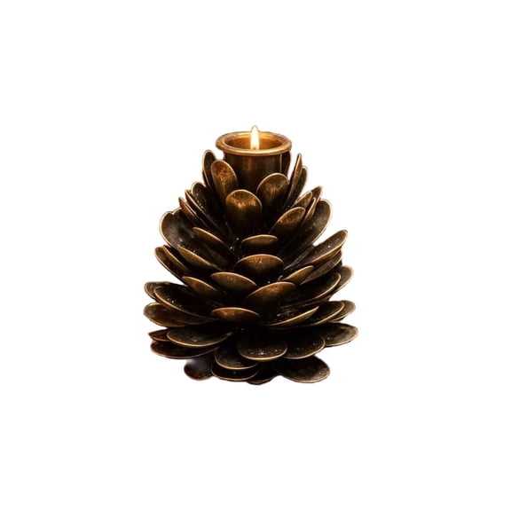 Christmas Gifts Pines Cones Candlestick Christmas Decoration Desktop Festive Candlestick Simulated Pines Cones Home Furnishing