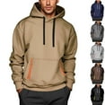 thumbnail image 1 of Christmas Gifts Rciityk Khaki Hoodies for Men Fall Long Sleeve Pullover Hooded Sweatershirt Solid Lightweight Casual Bigs and Talls Fleece Sweater with Pockets Winter Clothes, 1 of 4