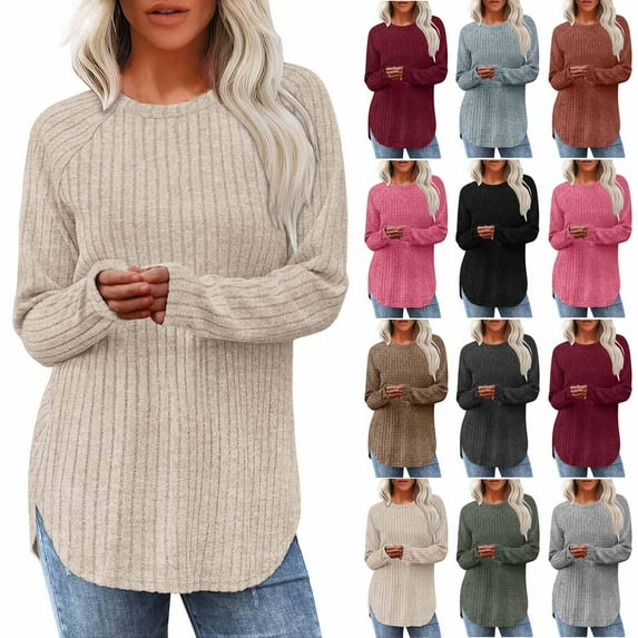 Christmas Gifts Rciityk White Womens Sweaters Fall Fashion Casual Long Sleeve Shirts Lightweight Loose Crewneck Pullover Tunic Sweaters Top