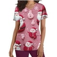 thumbnail image 1 of Christmas Gifts Scrubs for Women Strech Cute Santa Print Scrubs Top Short Sleeve V Neck Nursing Work Uniforms Pockets, S, 1 of 5