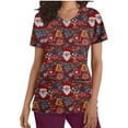 thumbnail image 1 of Christmas Gifts Scrubs for Women Strech Cute Santa Print Scrubs Top Short Sleeve V Neck Nursing Work Uniforms Pockets, XXL, 1 of 5