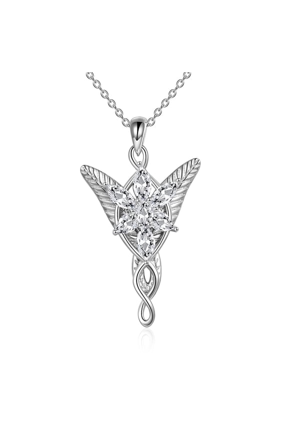 Christmas Gifts The Lord of Rings Necklace 925 Sterling Silver Arwen Evenstar Necklace for Mom Wife Birthday Valentines Day (clear-4)