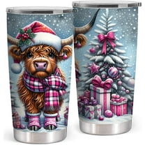 Christmas Gifts for Women-20 oz Stainless Steel Insulated Travel Tumbler Coffee Mug Cup-Funny Christmas Gifts for Women Men Friends Family, Highland Cow