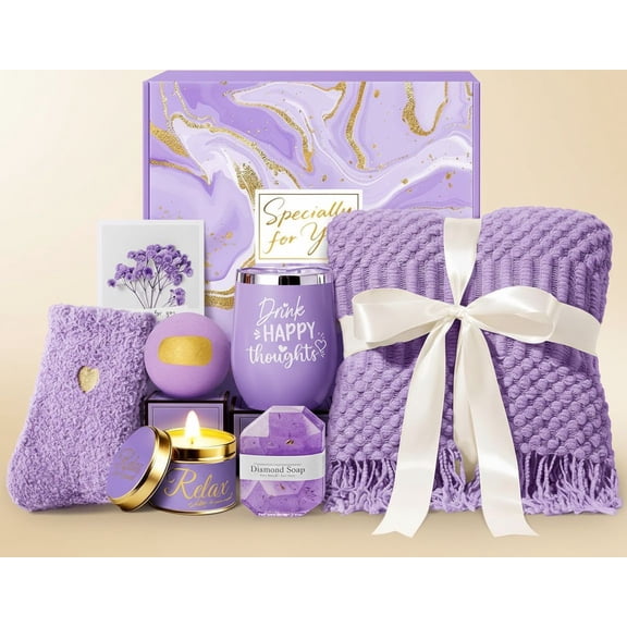 Christmas Gifts for Women, Self Care Get Well Soon Gifts, Relaxing Spa Gift Basket Care Package w/Blanket, Mothers Day Valentines Birthday Gifts for Mom Grandma Wife Girlfriend Sister Friends