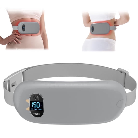 Portable Cordless Heating Pad for Period Cramps, 6 Heat Setting, 6 Massage Modes, Gifts for Women Her Birthday Christmas Gray