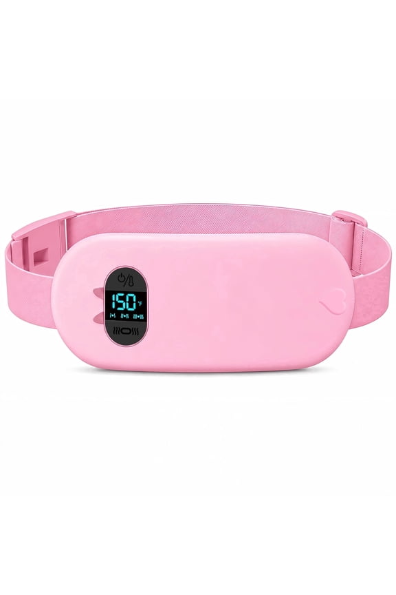 Cordless Heating Pad for Period Cramps, Portable Menstrual Heating Belt with 6 Heat Levels, 6 Vibration Modes, Gift for Women, Pink