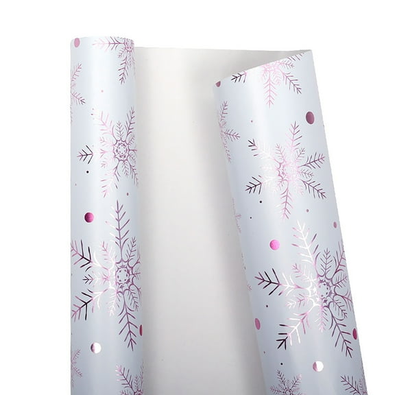 Christmas Gifts Wrapping Paper, Pink Snowflower Christmas Wrapping Paper, 3D Embossed Foil Design Metallic Foil Shining Paper, 9.8 ft Weddings Valentines Day Graduation Wrap Paper Rolls