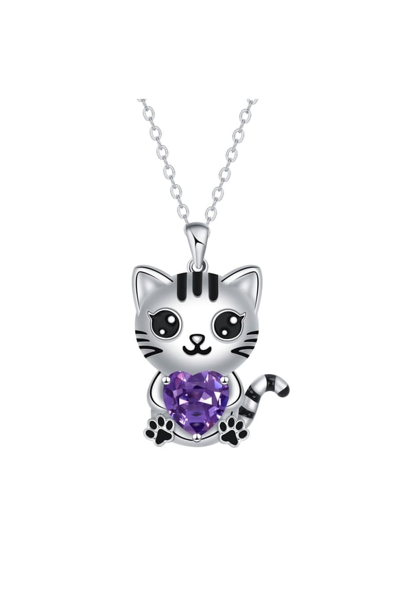 Mother's Day Gifts for Women, Sterling Silver Cat Necklace Cute Kitten Necklace Lovely Animal Jewelry Gifts for Mother Daughter Niece Girlfriend